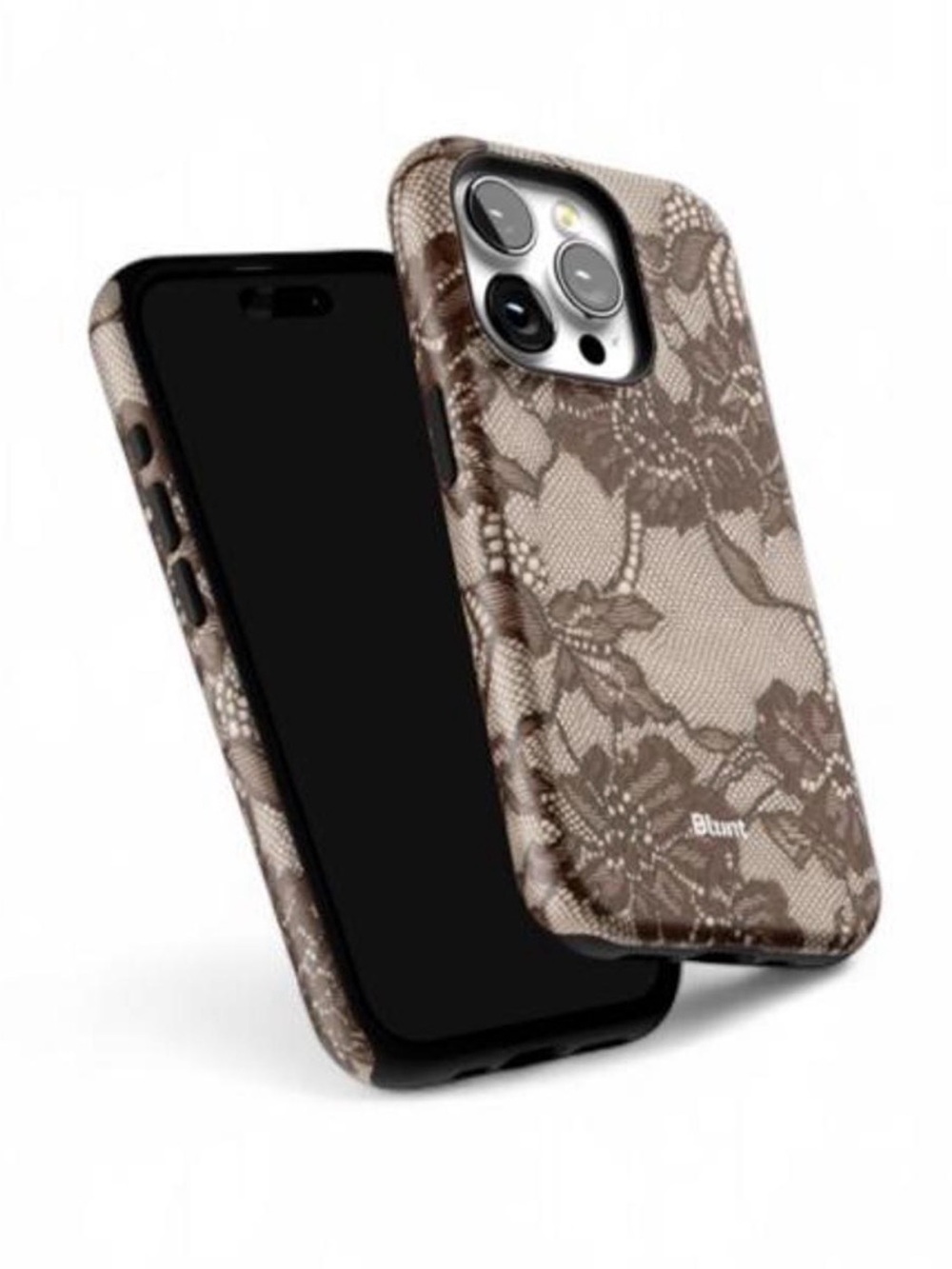 Blunt Lace-Pattern Phone Case - brown